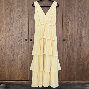 *SOLD* Chelsea28 Light Yellow Tiered Maxi Dress